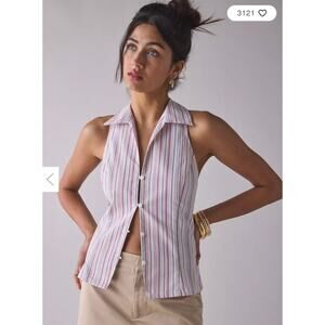 XS Urban Outfitters Party Girl Cotton Blend Pink Striped Vest NWT